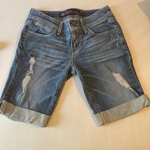 Divine Rights of Denim Distressed  Long Denim Jean shorts. Size 24